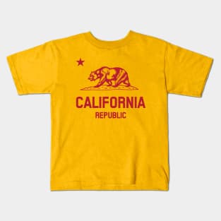 California Republic 'bear flag revolt' - red print Kids T-Shirt